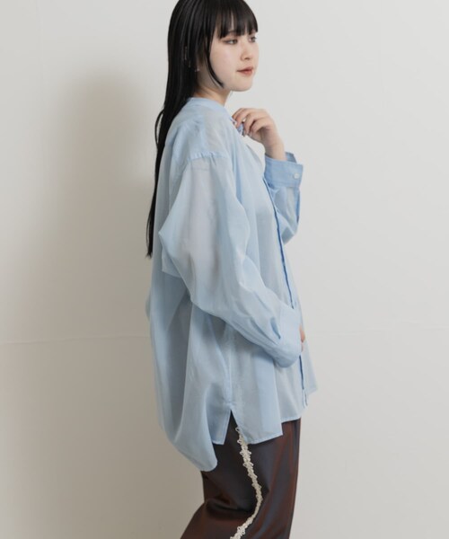 THE GOODLAND MARKET（ザグッドランドマーケット）の「『別注』MIDIUMISOLID×TGM　sheer voile shirts（シャツ/ブラウス・レディース・SAX/GRAY/OFF・one）」の15枚目の写真