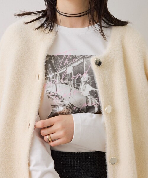 VIS（ビス）の「ロゴ＆フォトアソートプリントロンT（Tシャツ/カットソー・レディース・チャコール/ホワイト/ホワイト系・F）」の13枚目の写真