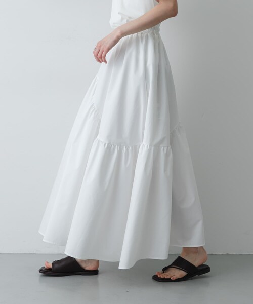 SENSE OF PLACE by URBAN RESEARCH(センスオブプレイスバイアーバンリサーチ)の「アシメキリカエギャザースカート(スカート・レディース・OFF WHITE/BLACK/BEIGE・One)」の1枚目の写真
