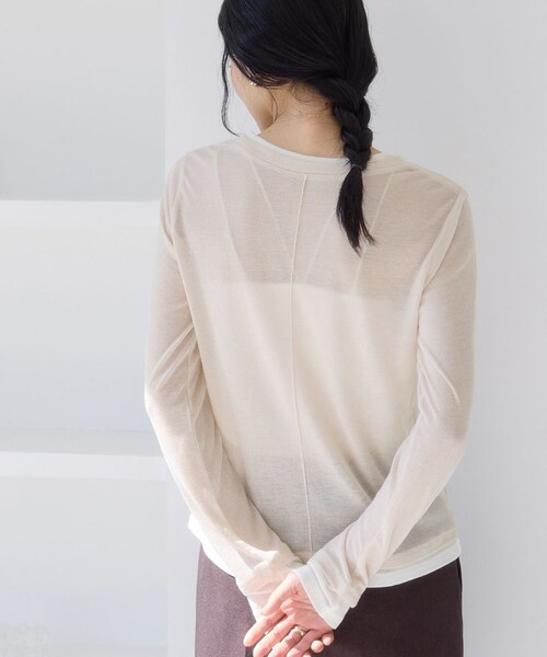 VIS(ビス)の「配色レイヤードシアーロンT(Tシャツ/カットソー・レディース・グレー/オフホワイト/ピンク・F)」の19枚目の写真