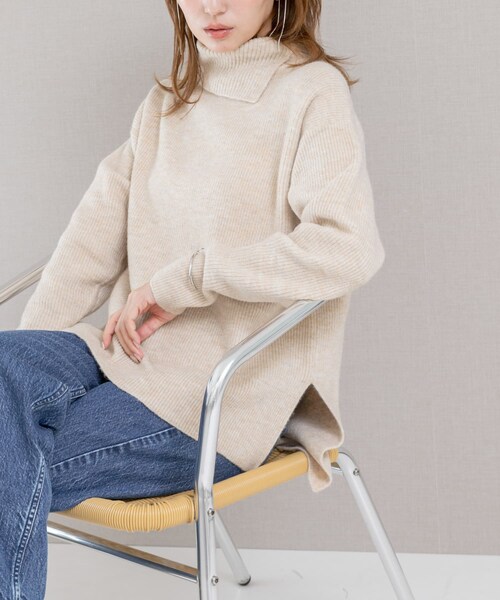 URBAN RESEARCH ROSSO（アーバンリサーチロッソ）の「スリットタートルネックニット（ニット/セーター・レディース・L.GRAY/L.BEIGE/MIX PINK・FREE）」の22枚目の写真