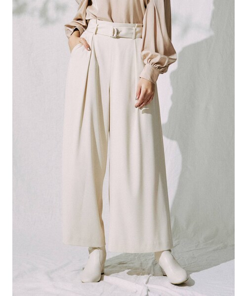 MERCURYDUO（マーキュリーデュオ）の「ハイウエストタックワイドパンツ（その他パンツ・レディース・アイボリー/ブラウン/ピンク・S/F/M）」の11枚目の写真