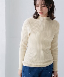 nissen | 綿１００％ハイネックランダムリブニット(ニット/セーター)