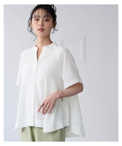 nissen（ニッセン）の「＜大きいサイズ＞とろみブロード裾フレアシャツ（イージーケア・吸汗速乾）（シャツ/ブラウス・レディース・オフホワイト/チャコール/ブルー/ライトグレー・L/LL/3L/4L/5L/6L/8L/10L）」の11枚目の写真