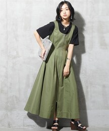 GEVS. | 大きいサイズフロントジップロングジャンパースカートGEVS.(ワンピース)
