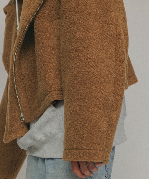ADAM ET ROPE'（アダムエロペ）の「［OUTER］BOA RIDERS JACKET UNISEX（ライダースジャケット・レディース・オフホワイト/ブラウン・38/40）」の15枚目の写真