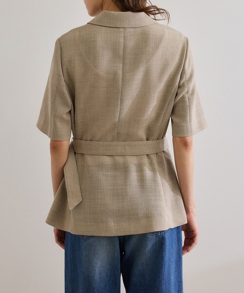 ROPE'（ロペ）の「リネンライク ベルテッドジャケット/セットアップ対応（テーラードジャケット・レディース・ブラック/ベージュ・36/38）」の14枚目の写真