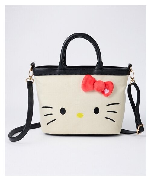 nissen（ニッセン）の「サンリオキャラクターズ　１１ポケットキャンバス２WAYトートバッグ（トートバッグ・メンズ・ハローキティ(ホワイト)/クロミ(ブラック)・Y）」の3枚目の写真