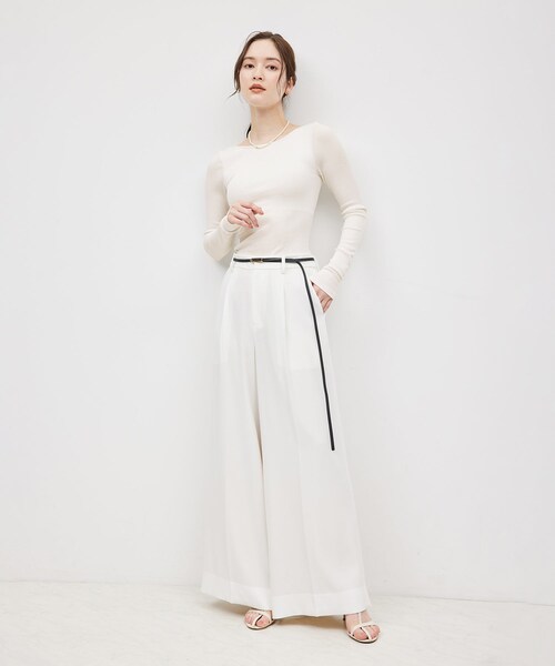 ROPE'(ロペ)の「コットンシルク丸胴テレコカップ付き長袖カットソー(Tシャツ/カットソー・レディース・ブラック/オフホワイト/ワイン・F)」の21枚目の写真