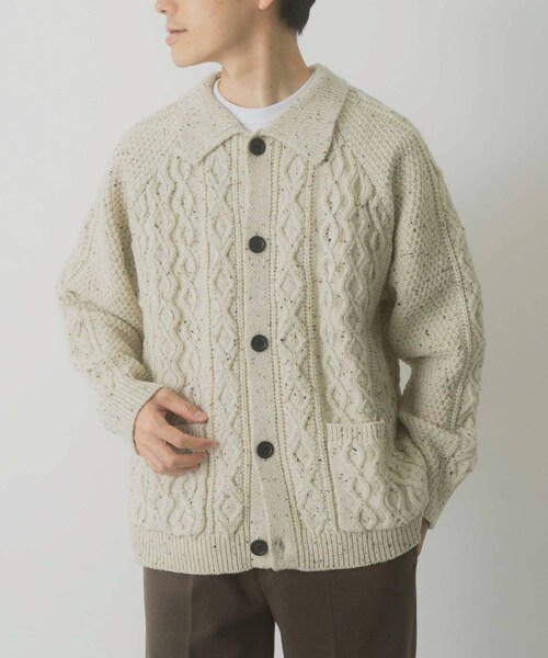 ITEMS URBANRESEARCH（アイテムズ アーバンリサーチ）の「ウール混 フィッシャーマンカーディガン（カーディガン/ボレロ・メンズ・WHT/NVY/BLK・M/L）」の14枚目の写真