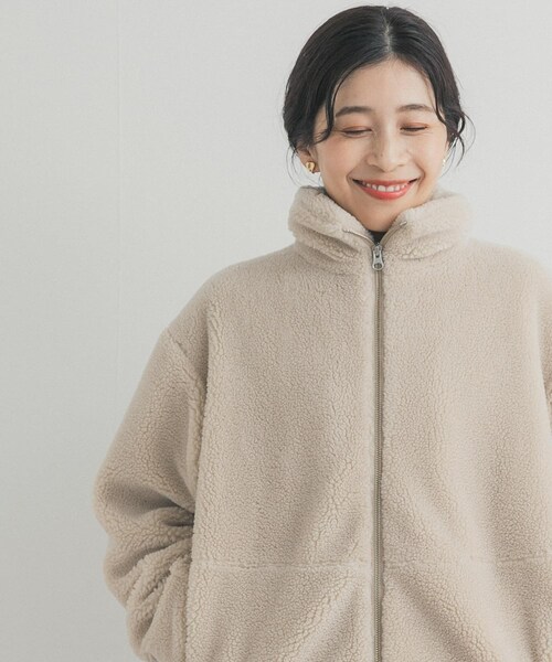 URBAN RESEARCH DOORS(アーバンリサーチドアーズ)の「ZIPボアブルゾン(テーラードジャケット・レディース・OFF/CHARCOAL・Free)」の7枚目の写真