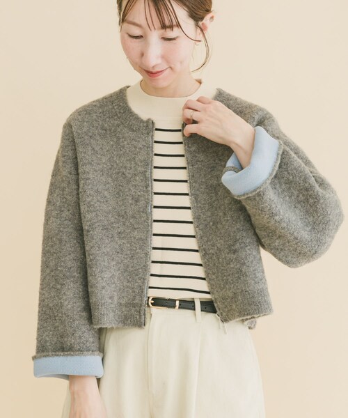 ITEMS URBANRESEARCH（アイテムズ アーバンリサーチ）の「ブークレジップショートカーディガン（カーディガン/ボレロ・レディース・GRY/BRN/RED・Free）」の10枚目の写真