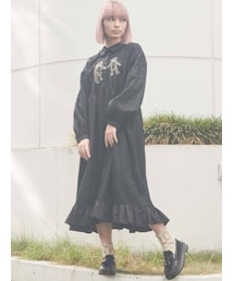 merry jenny | ロングbearジャガードシャツワンピース(ワンピース)