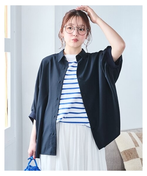 nissen（ニッセン）の「＜大きいサイズ＞【ドライワッシャー】袖リブシャツ（吸汗速乾）（シャツ/ブラウス・レディース・モカ/チャコール/ネイビー/ラベンダー・L/LL/3L/4L/5L/6L/8L/10L）」の19枚目の写真