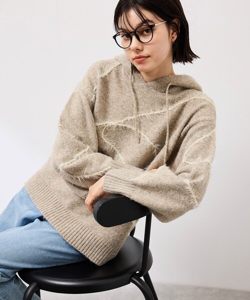 ROPE' PICNIC(ロペピクニック)の「コードリンキングニットフーディ(パーカー・レディース・チャコール/ベージュ・F)」の18枚目の写真