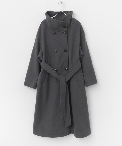 SENSE OF PLACE by URBAN RESEARCH(センスオブプレイスバイアーバンリサーチ)の「スタンドカラーロングコート(テーラードジャケット・レディース・BRN×MOC/GRAY/BLACK・S/M)」の2枚目の写真