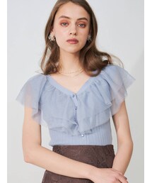 MERCURYDUO | 異素材ラッフルカーディガン(カーディガン/ボレロ)