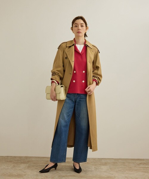 ROPE'(ロペ)の「シルクコットン総針ニットジャケット/イージーケア(テーラードジャケット・レディース・オフホワイト/ネイビー/レッド・F)」の11枚目の写真