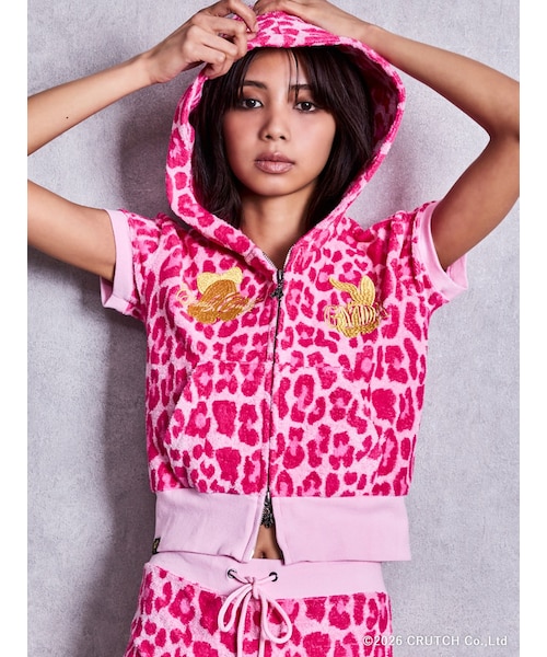 GYDA(ジェイダ)の「GYDA×GALFY leopard pileパーカー(パーカー・レディース・ブラック/ピンク/ベージュ・F)」の3枚目の写真