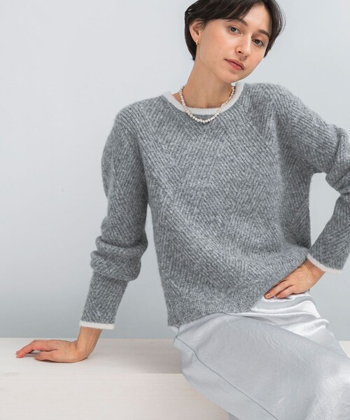 URBAN RESEARCH ROSSO（アーバンリサーチロッソ）の「ダイヤ柄編ラメミックスニット（ニット/セーター・レディース・OFF WHITE/BABY PINK/SILVER・Free）」の4枚目の写真