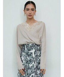 LAGUNAMOON | レースレイヤードカシュクールニットプルオーバー(ニット/セーター)