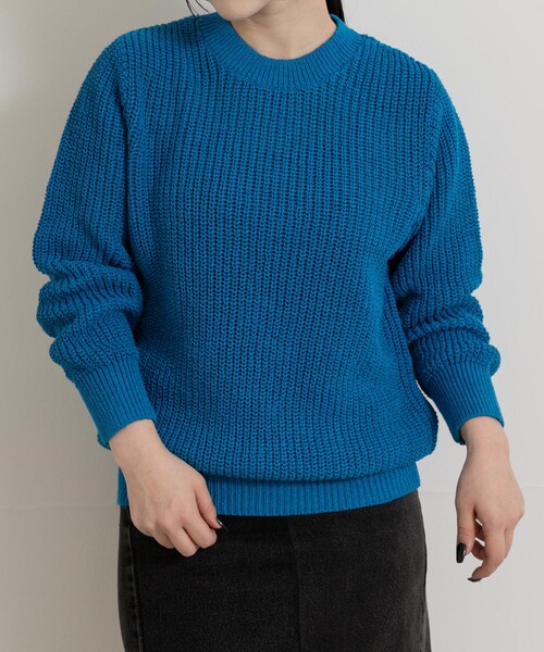 THE GOODLAND MARKET（ザグッドランドマーケット）の「米富繊維　WASHI COTTON TAPE KNIT PULLOVER（ニット/セーター・レディース・62BLUE/14BLACK/40IVORY/50LIME・1/3）」の3枚目の写真