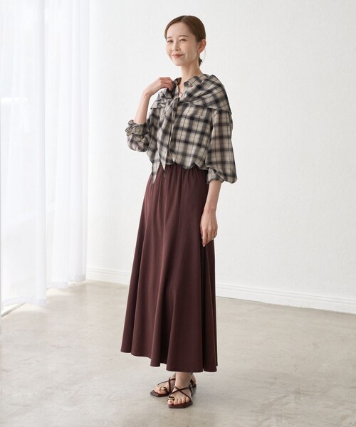 ROPE' PICNIC(ロペピクニック)の「シアーマドラスチェックボイルスカーフ(バンダナ/スカーフ・レディース・ブラック/オフホワイト/ラベンダー・F)」の19枚目の写真