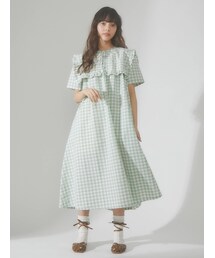 merry jenny | flower刺繍ギンガムワンピース(ワンピース)