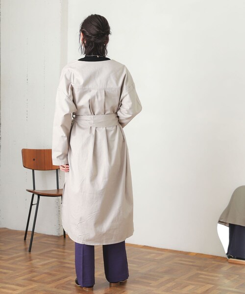 SENSE OF PLACE by URBAN RESEARCH（センスオブプレイスバイアーバンリサーチ）の「ガウンアウター（ノーカラージャケット・レディース・L.OLIVE/GREIGE・one）」の8枚目の写真