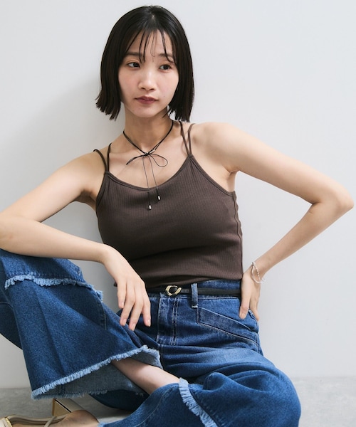 VIS（ビス）の「アメスリカップ付きインナーキャミソール（キャミソール・レディース・ブラック/ホワイト/ダークブラウン・F）」の5枚目の写真