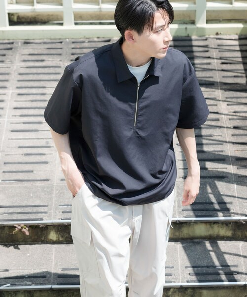 ITEMS URBANRESEARCH（アイテムズ アーバンリサーチ）の「『UVカット』クールタッチナイロン ハーフジップ プルオーバーシャツ（シャツ/ブラウス・メンズ・BLK/OFF/KHK・M/L）」の14枚目の写真