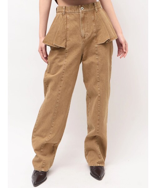 CALNAMUR（カルナムール）の「ペプラムデザインデニムパンツ（その他パンツ・レディース・インディゴ/ブラウン・S/M）」の4枚目の写真