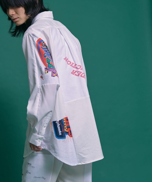 THE GOODLAND MARKET(ザグッドランドマーケット)の「SREU Patch Work Shirt(シャツ/ブラウス・レディース・WHITE2/WHITE1/BLACK1/BLACK2・L/M)」の5枚目の写真