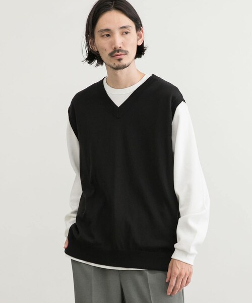 URBAN RESEARCH（アーバンリサーチ）の「ハイゲージVネックベスト（ベスト・メンズ・OFF/BLACK/S/GREEN・M/L）」の10枚目の写真