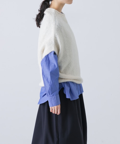 かぐれ（カグレ）の「アルパカルーズベスト（ニット/セーター・レディース・IVORY/GRAY/DARK GRAY・Free）」の2枚目の写真