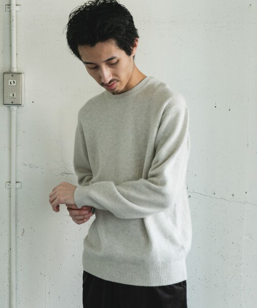URBAN RESEARCH DOORS（アーバンリサーチドアーズ）の「ハミルトンウールクルーネックニット（ニット/セーター・メンズ・OFF/SAGE GREEN/MIX BROWN/BLACK・M/L/XL）」の10枚目の写真