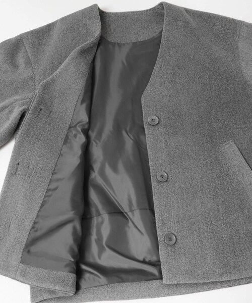 ITEMS URBANRESEARCH（アイテムズ アーバンリサーチ）の「ノーカラーコクーンジャケット（ノーカラージャケット・レディース・GRY/IVO・Free）」の20枚目の写真