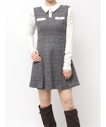 dazzlin | シャツカラーツイードミニワンピース(ワンピース)