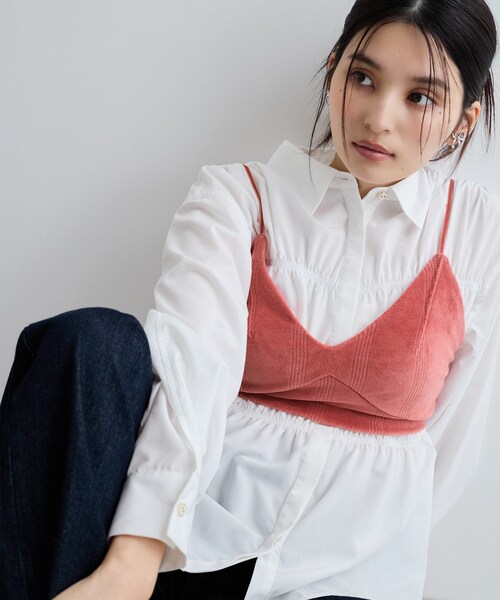 VIS（ビス）の「【Miller】VIS別注モデルベロアルームブラ【洗える】（キャミソール・レディース・ライトグレー/オフホワイト/レッド系・F）」の15枚目の写真