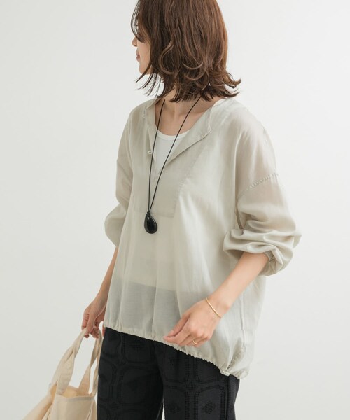 URBAN RESEARCH DOORS（アーバンリサーチドアーズ）の「リネンブレンドドロストチュニック（チュニック・レディース・OFF/NATURAL/INK BLK・M）」の3枚目の写真