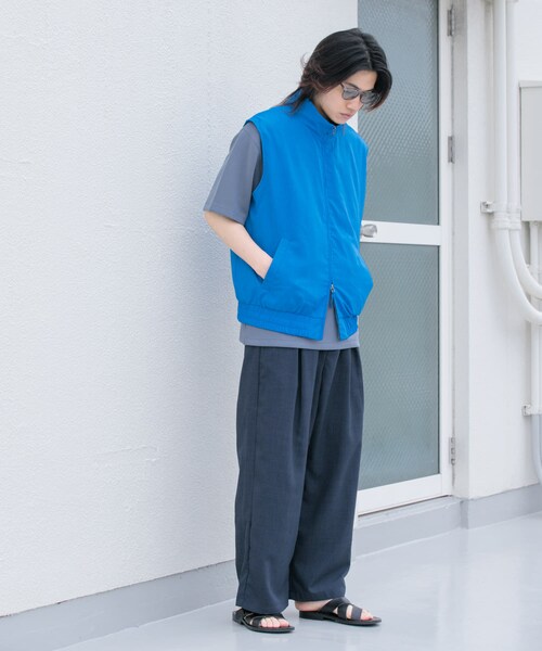 SENSE OF PLACE by URBAN RESEARCH（センスオブプレイスバイアーバンリサーチ）の「『イージーケア/セットアップ対応』リネンライクスタンドカラーWジップベスト（ベスト・メンズ・L.BLUE/CHARCOAL/NAVY・M/L）」の20枚目の写真