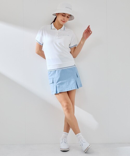 ROPE'（ロペ）の「パイルリブ使い半袖スキッパーポロ（ポロシャツ・レディース・ホワイト/ネイビー/ラベンダー・L/M/S）」の15枚目の写真