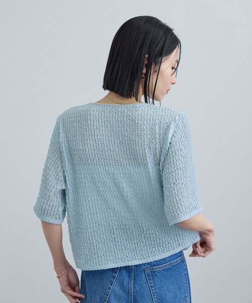 ADAM ET ROPE'(アダムエロペ)の「【WEB限定】ティアードラッセルシアーTシャツ(Tシャツ/カットソー・レディース・ブラック/ホワイト/サックス・F)」の8枚目の写真