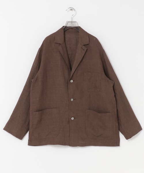 URBAN RESEARCH（アーバンリサーチ）の「YLEVE　LINEN POPLIN JACKET（テーラードジャケット・メンズ・011 SUMI/050 BROWN・3/4）」の2枚目の写真