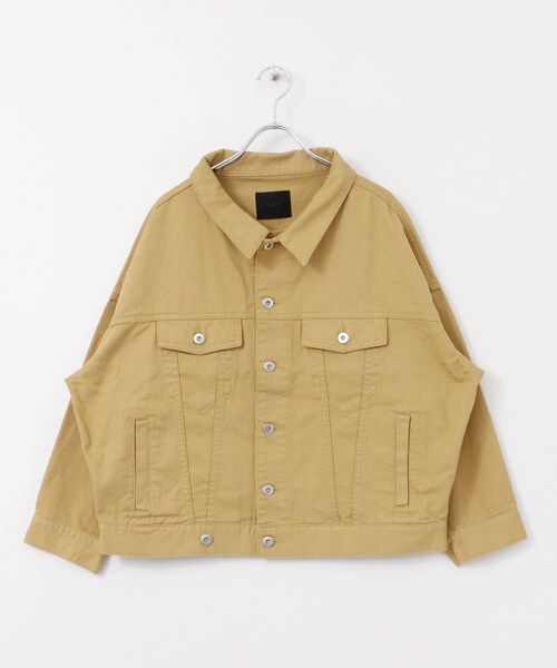 KBF(ケイビーエフ)の「オーバーサイズコットンジャケット(デニムジャケット・レディース・BEIGE/GREIGE/BLUE・one)」の4枚目の写真