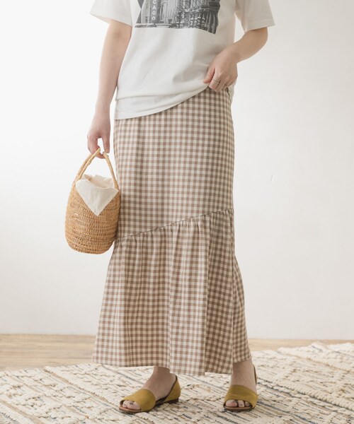 URBAN RESEARCH ROSSO（アーバンリサーチロッソ）の「F by ROSSO　ギンガムチェックマーメイドスカート（スカート・レディース・BEIGE/NAVY・36/38）」の4枚目の写真