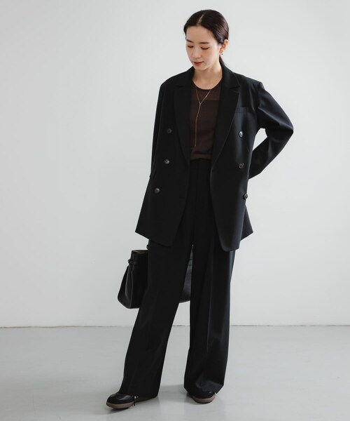 URBAN RESEARCH（アーバンリサーチ）の「ウールブレンドワイドストレートパンツ（その他パンツ・レディース・GRY STRIPE/BLACK・36/38/40）」の9枚目の写真