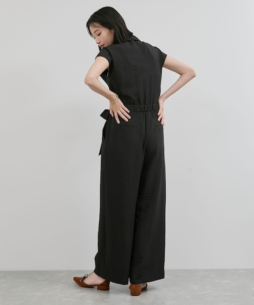 VIS（ビス）の「エアタン加工リラックスロンパース（サロペット/オーバーオール・レディース・ブラック/ベージュ系・F）」の9枚目の写真
