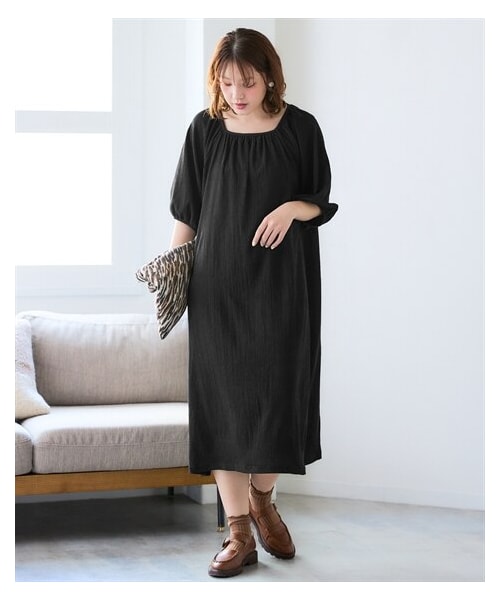 nissen（ニッセン）の「＜大きいサイズ＞カットソー楊柳さらっと軽いワンピース（ワンピース・レディース・ベージュ×黒系ギンガムチェック/オフホワイト×黒系ギンガムチェック/黒・L~LL/3L~4L/5L~6L/8L/10L/SS/S/M）」の16枚目の写真