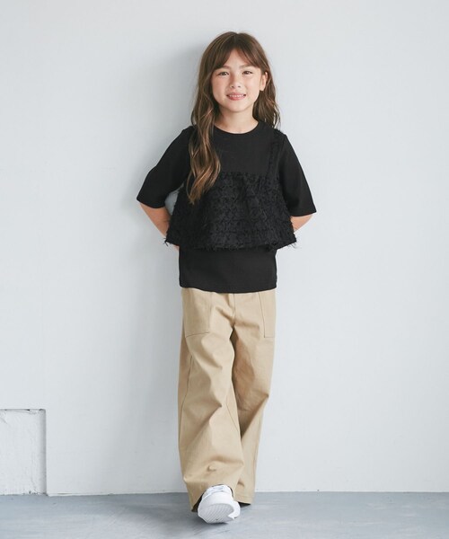 ROPE' PICNIC(ロペピクニック)の「【KIDS/キッズ】ビスチェドッキングカットソー(Tシャツ/カットソー・キッズ・ブラック/キナリ・L/M/S)」の9枚目の写真